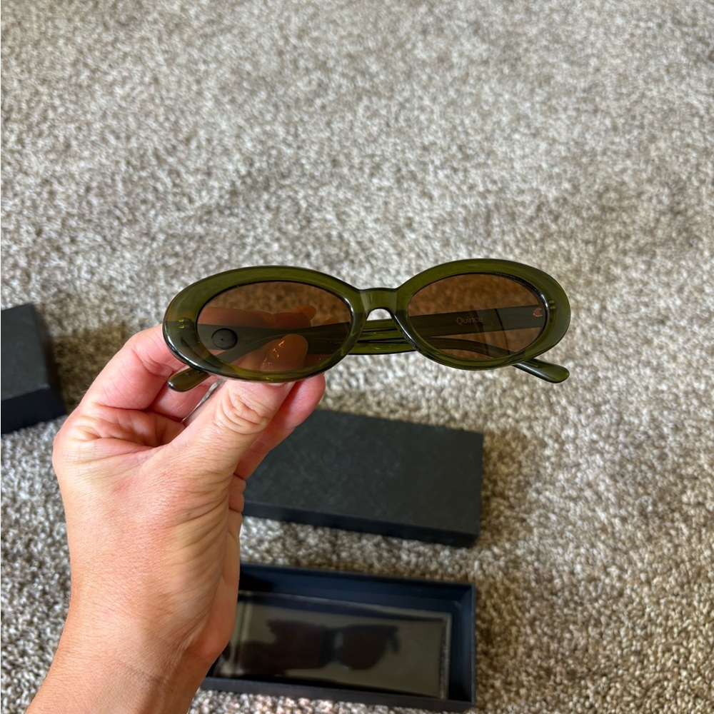 Quince Bali Olive Green Oval Sunglasses